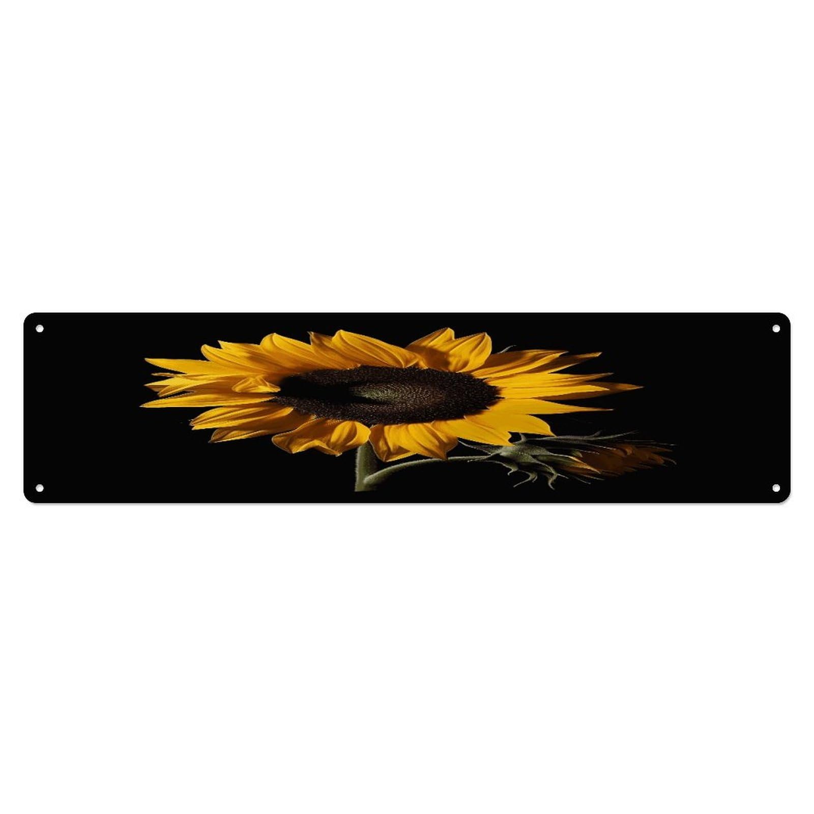Adfgyerh Style Sunflower Black Background Wall Decor Aluminum Waterproof. Plaque, Practical Gift,Sign 15.7X3.9 Inch Poster,For Home, Office, Business, Garage– Indoor/Outdoor