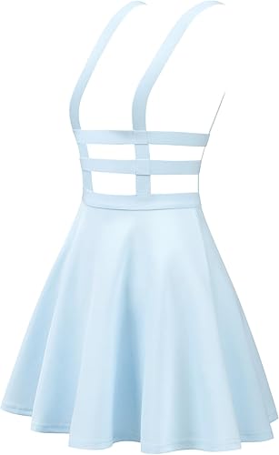 Miniatura 2 de Allegra K minifalda con tirantes y cintura elástica, corte A, para mujer.