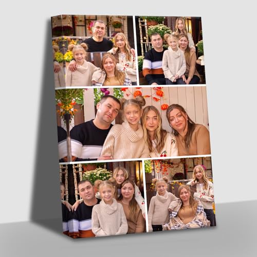 HYESANGNY Collage Canvas Prints with Your Photos - Custom Family Pictures Print, Multi Split Images Canvas Wall Art, Personalized Gifts for Wedding, Baby, Pets, Home Office Decor, Wrapped Frame