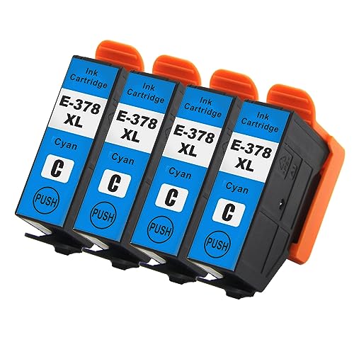 Image of Go Inks Cyan E-378XLC Compatible Ink Cartridge for use with Epson Expression Photo Printers (Pack of 4)