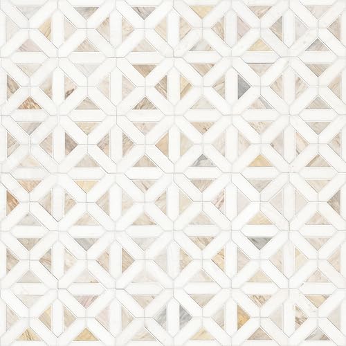 MSI Angora Geometric Polished Marble Mesh Mounted Mosaic Tile Flooring