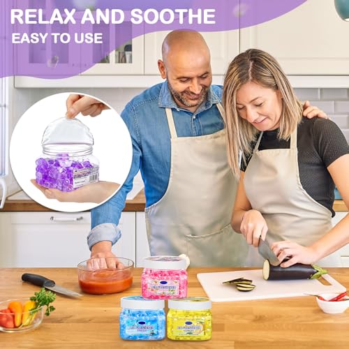 Image of 12 Pcs Air Freshener Bulk Odor Gel Eliminator Beads 8 Oz, 4 Scent | Long Lasting Air Freshener Beads in Jar Eliminates Odors in Home Bathroom, Car, Boat, Rvs, Pet, Ocean Lavender Rose Lemon