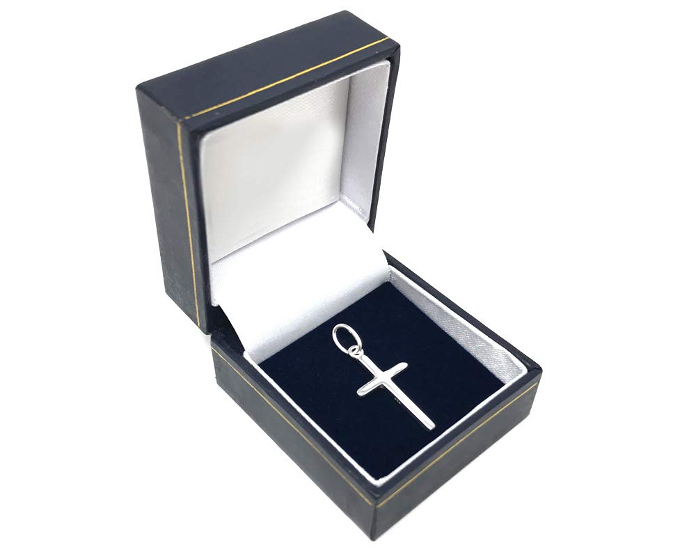 Petit pendentif crucifix en argent sterling 925 pour femme fille mère sœur fille baptême baptême avec boîte cadeau - La croix mesure 2,2 cm de haut x 1,3 cm de large