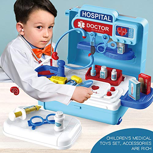 Doctor Toy Kit for Kids,3 in1 Pretend Doctor Workbench ,with Lights, Sounds.27Pcs Electronic Stethoscope,Doctor Medical Play Toys Set.for 2.3.4.5.6 yrs Girls/boy