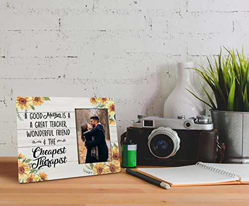 Haluosi To Mom Gifts Picture Frame, A Good Mother Is The Therapist, Tabletop Picture Frame Plaque Gift, Funny Gift For Mom, Sunflower Picture Frame Home Decor Sign, Mother's Day Gift For Best Mom #TOP4