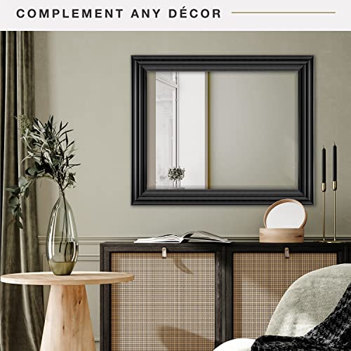 MCS 28x34 Large Wall Mirror, Brushed Black Frame & Beveled Detail Mirror, Vertical & Horizontal Wall Hanging Mirror for Bathroom, Bedroom & Livingroom by MCS - Image 5