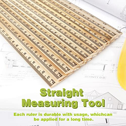 ZZTX 3 Pack Wooden Ruler 12 Inch Rulers Bulk Wood Measuring Ruler for Students Office School Supplies 2 Scale (30 cm) - Thumbnail 4