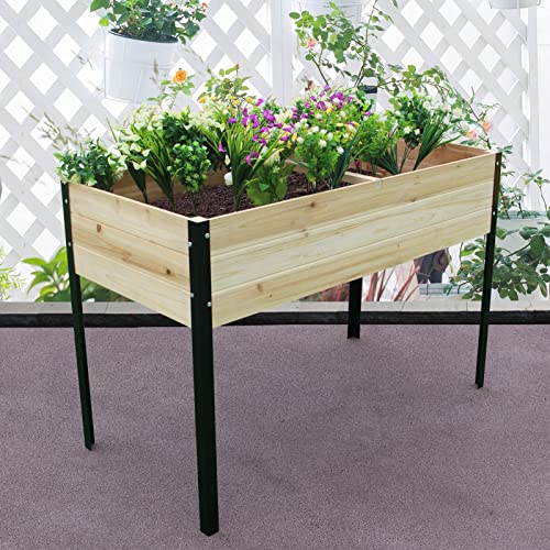 Sfjc Raised Garden Bed With Strong Iron Legs Elevated Wood Planter Box Stand For Flower Vegetable Herb Outdoor Organic Gardening Backyard Patio With Large Storage Shelf (47X23X32 Inches Without Shelf) #TOP1