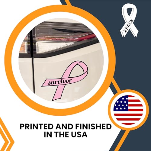 Image of Magnet Me Up Breast Cancer Survivor Pink Ribbon Magnet Decal - 3.5x7 Inches, 2 Pack, Automotive Magnet for Car, Truck, SUV - Show Support and Raise Awareness with This Meaningful Auto Magnet