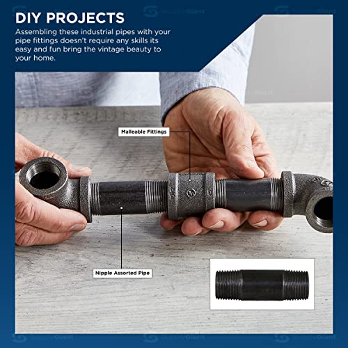 Everflow Supplies Npbl1250 5" Long Black Steel Nipple Pipe Fitting With 1/2" Nominal Size Diameter #TOP4