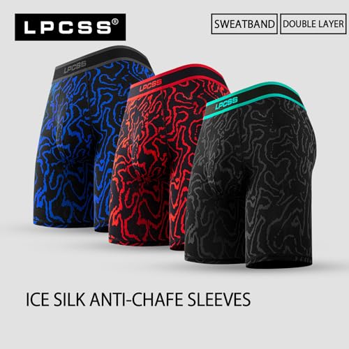 Men's Long Leg Boxer Briefs – Anti-Chafing Ice Silk Sports Underwear,4-Pack M9174