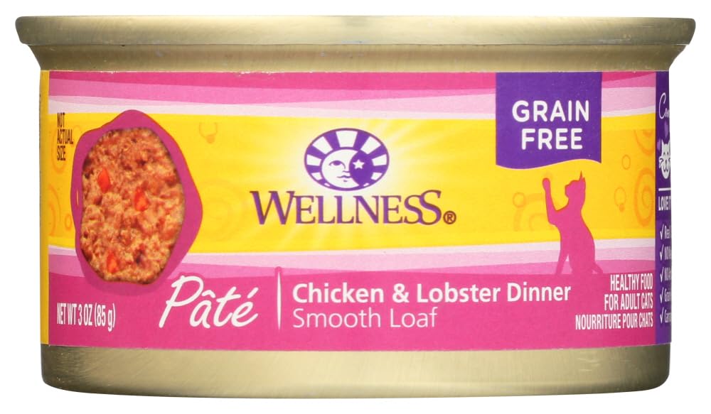 2 Savers Package:Wellness Canned Chicken Lobster Cat Food (24x3 Oz)