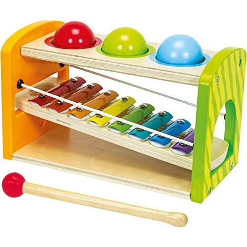 Eichhorn Xylophon Klopfbank, enthält: Klöppel, 8x Noten, 3x Kugeln, 6-tlg., Birkenholz, für Kinder ab 1 Jahr, Größe: 12,5x25x14cm,