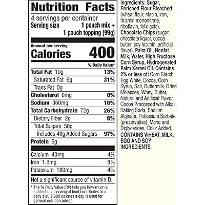 Betty Crocker Mug Treats Soft-Baked Chocolate Chip Cookie Mix with Fudge Topping, 4 Servings (Pack of 6)