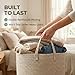 JMvicyroam 65L Extra Large Blanket Basket for Living Room - Woven Cotton Rope Laundry Hamper with Reinforced Handles - Storage Bin for Pillows, Comforters & Toys - Machine Washable,Oatmeal