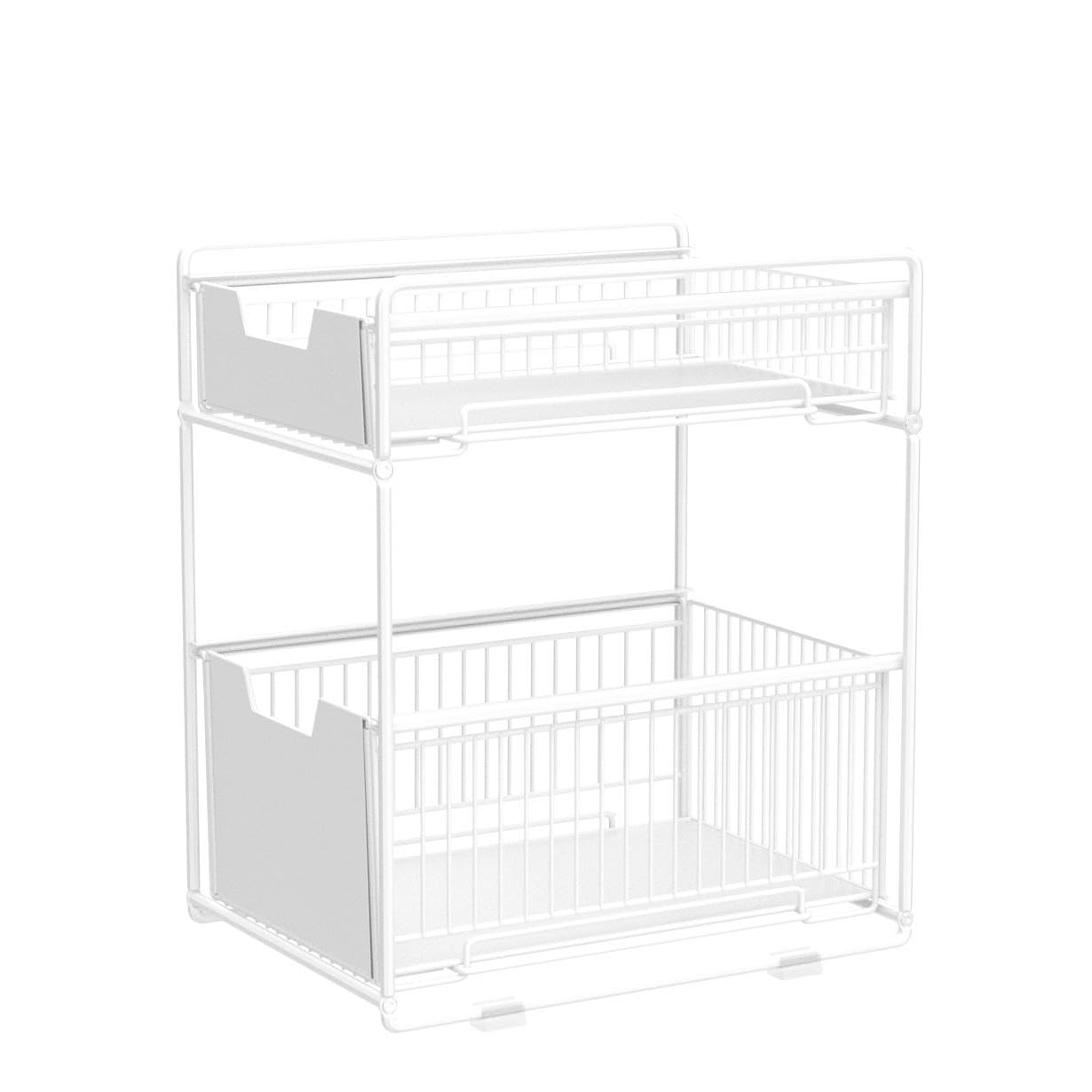LANTUS 2 Niveles Organizador con Cajón de Almacenamiento Deslizante Debajo del Fregadero Organizador de Aperitivos para Cocina,Blanco-1PC