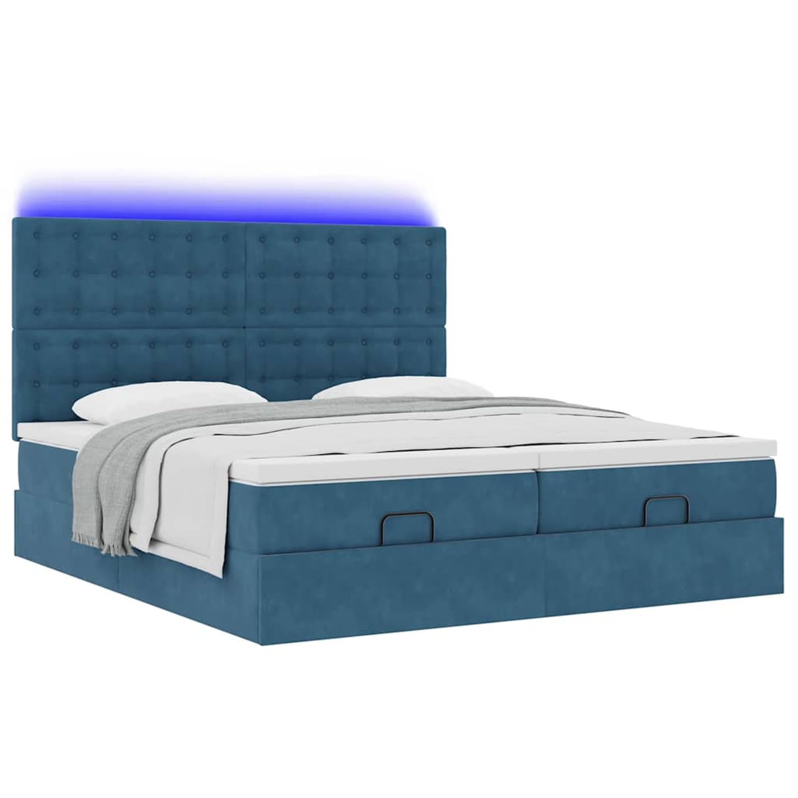 Gecheer Cama Otomana con Almacenamiento y Colchón de Resortes Individuales, Tela de Terciopelo, Luces LED, para Dormitorio y Descanso