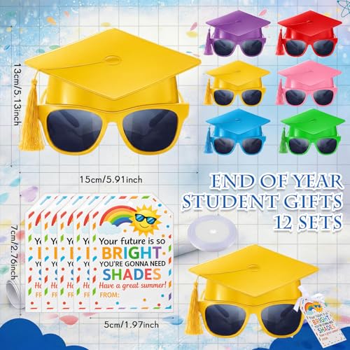 Weewooday 24 Pcs 12/24 Pcs End of School Year Gifts, Kids Graduation Sunglasses, 2026 Pre K Graduation Gifts, Future Is Bright Tags by Weewooday - Image 3