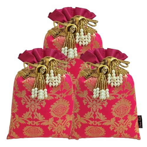 Dena Kite Brocade silk potli bags for women. (Brocade silk pouch; 10pcs, 20pcs, 50pcs and more) - Image 3