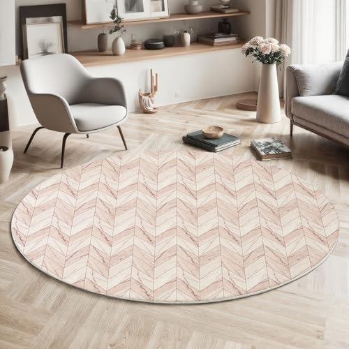 Tapis rond au design moderne de marbre avec envers antidérapant - 3