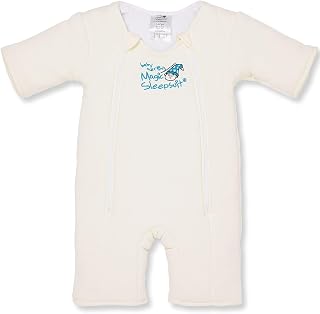 Magic Sleepsuit Baby Merlin's Cotton Baby Swaddle Transition Product - Soft and Cozy Design, Double Zipper for Easy Diaper Changes, Promotes Safe Sleep, 3-6 Months - Cream - Large 18-21lbs
