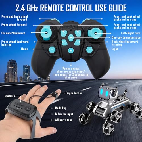 Image of TheLittleOnes Remote Control Robot Dog - RC Car 8x8 Wheel Drive Gesture Sensor RC Stunt Car High-Speed Double Sided 2.4GHz Remote Control Birthday Gifts Toys For Kids & Adults Boys & Girls[8WD PRO NEW