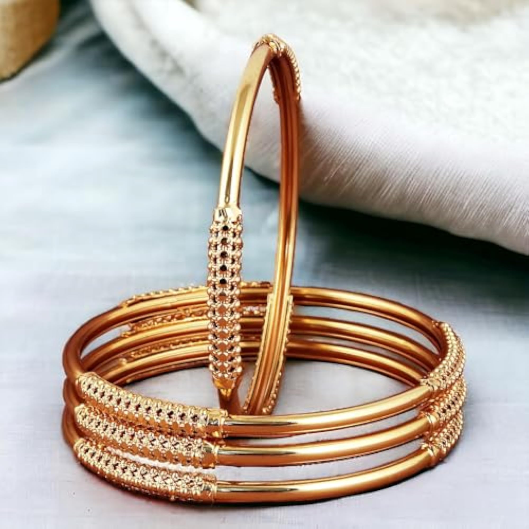 Gold Plated Ethnic 4 Pc Bangles Set for Women