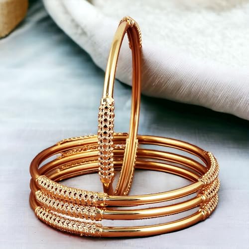 Gold Plated Ethnic 4 Pc Bangles Set for Women