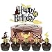 Glitter Magier Kuchen Deko,Glitter Wizard Cupcake Topper,Magical Wizard Inspiriert Happy Birthday Deko für Magic Theme Party Supplies