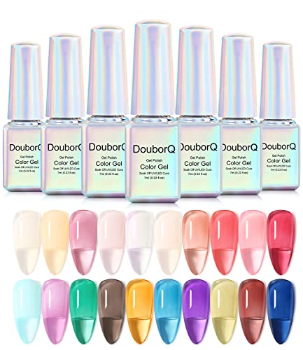Douborq 20 Colors Jelly Gel Nail Polish Set,Nude Pink Gel Nail Polish Transparent Colors Purple Blue Black U V Led Soak Off Nail Polish Gel #TOP2