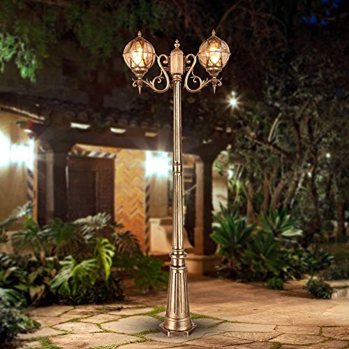 Gjcqzq Pathway Lights Mediterranean Globe View Road Lamp Outdoor Waterproof Glass Path Street Light 1.7M 2-Lights High Pole Victorian Ball Landscape Street Light Aluminum Glass Villa Garden Pillar Pos #TOP3