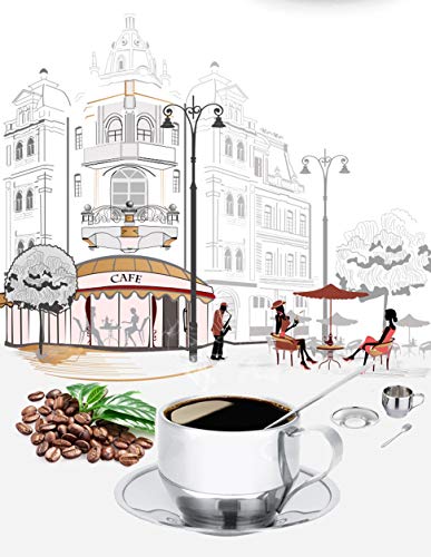 Jasni Stainless Steel Coffee Cup Coffee Mugs Espresso Cups And Great Cappuccino Cups With Spoon And Saucer Gift Idea For Coffee And Tea Lovers (4) #TOP2