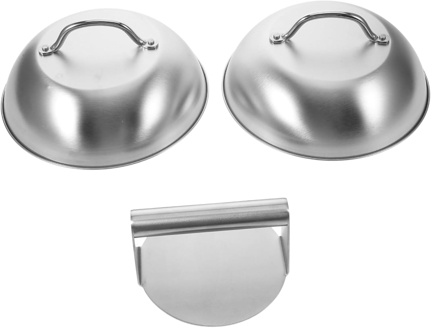 Amosfun 1Set Stainless Steel Burger Press with Pressure and Basting Cover for Outdoor BBQ for Smashed Burgers Bacon and Cheese Melting Griddle Accessories