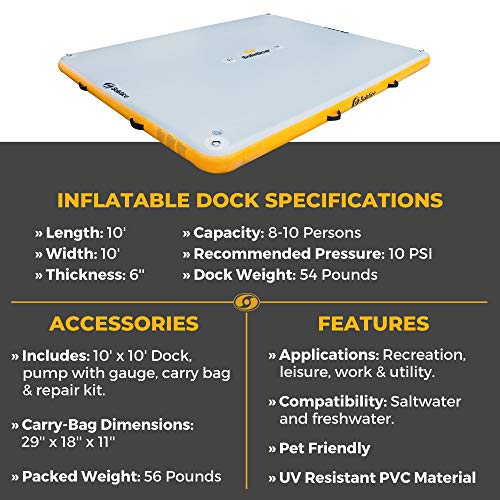 Solstice 31010 Inflatable Dock - 10' X 10' X 6" #TOP6