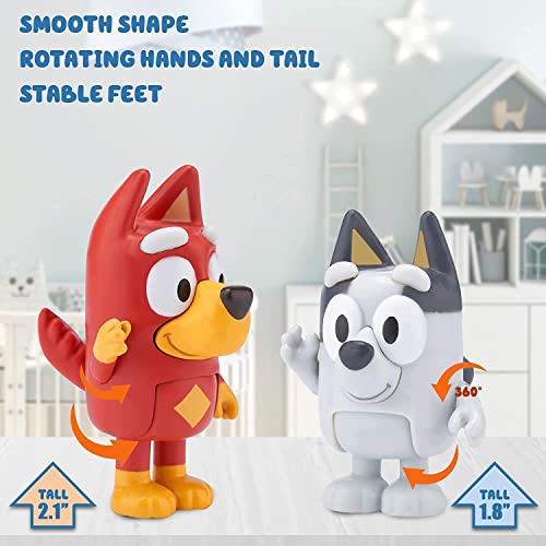 Viliv Wolfs-Bluey Figures Toys Playset, Wolves-Bluey Action Figurines Family And Friends Set; Bingo, Bandit (Dad), Chilli (Mum), Coco, Snickers, Rusty And Muffin- Cake Toppers 8 Pcs #TOP6