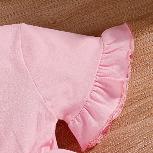Blusa infantil para meninas com babados manga curta estampa de leopardo calças flare roupas para men