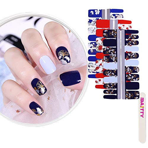 IBAOTTY 60pcs Nail Art Wraps Sticker Simple Nail Polish for Women Sticker Strips DIY Fullnail Polish Patch Strips for Summer,Wedding, Party, Shopping, Travelling