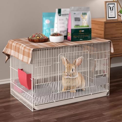 犬用クレート バニーケージ、屋内用ウサギケージ、深い引き出しトレイと衝突防止ロック付き、組み立てが簡単なウサギ、猫、犬用の小動物ハウス
