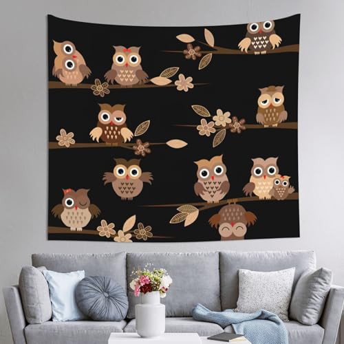 Tapiz grande de búhos para decoración de fondo de habitación JEJEA 152x130 cm