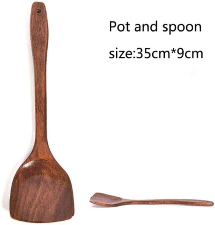 Old lacquered wooden spoon non-stick spatula long handle rice household kitchenware set