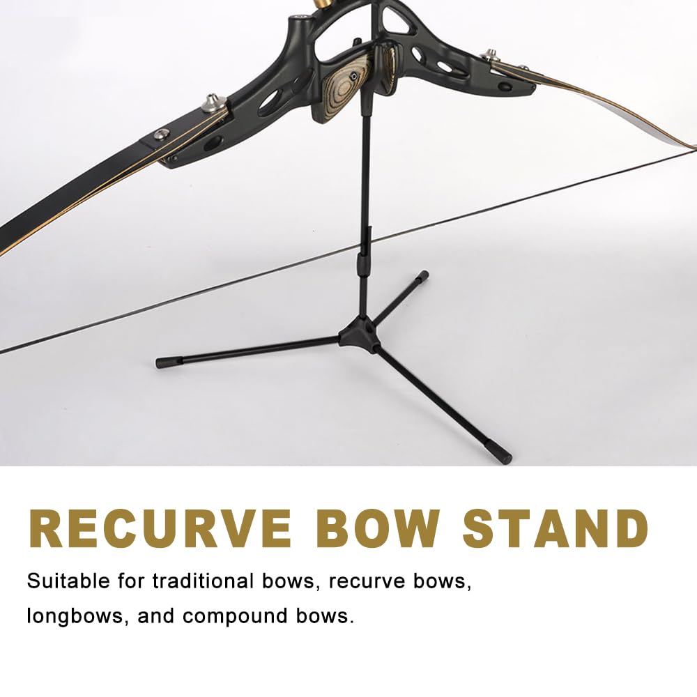 MiOYOOW Support d'arc de Tir à l'arc, Porte d'arc Longue Pliable, Stand d'arc Recourbé avec Base Antidérapante pour Le Tir de Chasse en Plein Air