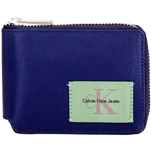 Calvin Klein Short Sports Men's Medium Navy Leather Zip Around Wallets 2979809-NAV