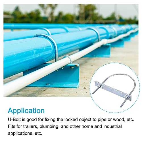 Image of METALLIXITY U Bolts 2 Sets (M6x116x163mm), Round U Bolt Steel with Accessories - for Construction, Pipe