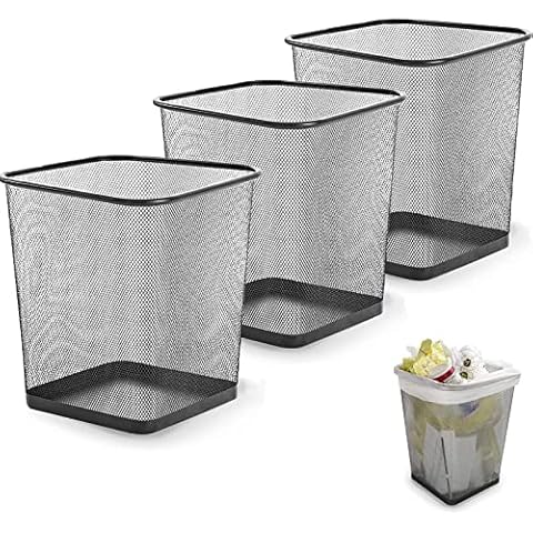 SENENQU 3 Stück Papierkorb Büro Metall Cover