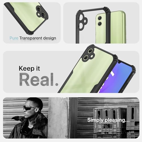 Image of Pikkme Back Cover | Crystal Clear Transparent Back | Ultra Hyrbid | Full Camera Protection | Raised Edge | Bumper Back Case for Samsung Galaxy A05 / M05 / F05 (Black)