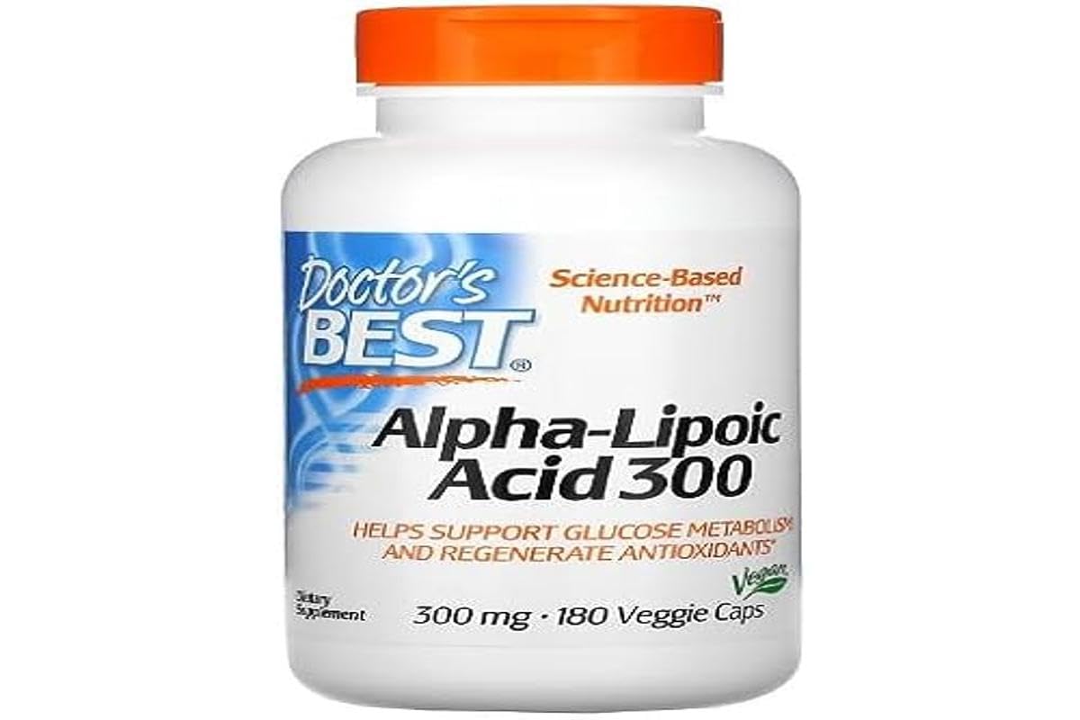 Doctor's Best Alpha Lipoïc Acid 300 mg, support antioxydant, 180 gélules végétaliennes, glycémie saine, santé nerveuse et anti-âge