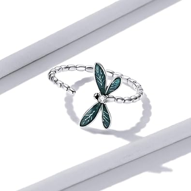BISAER 925 Sterling Silver Ring Adjustable Unique Ring For Women Jewelry