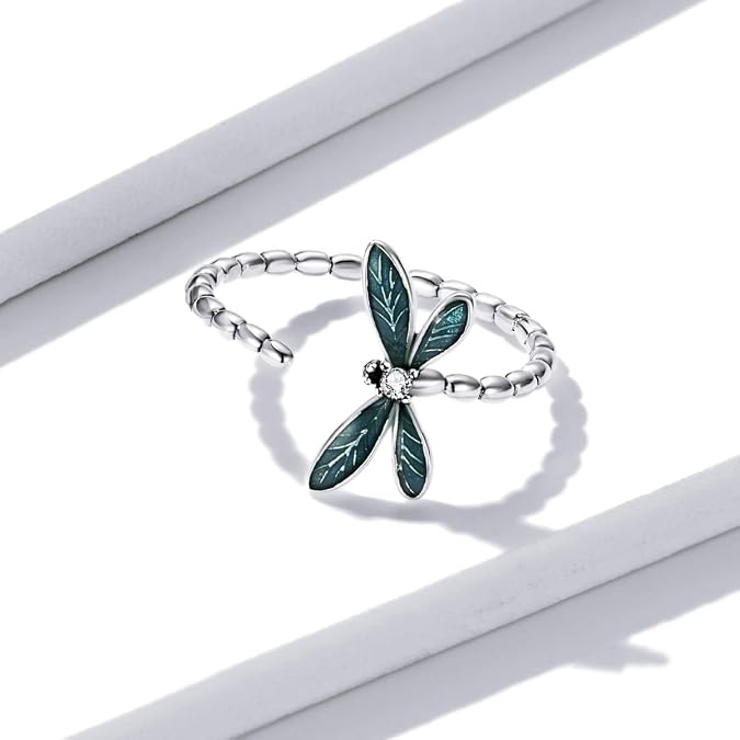 BISAER 925 Sterling Silver Ring Adjustable Unique Ring For Women Jewelry