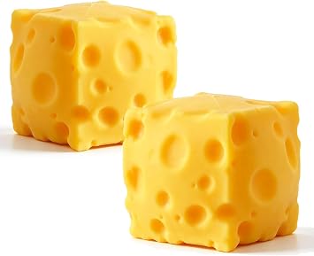 Jumbo Cheese Squishy, 2 Pack, Large Cube Block, Slow Rising, Stress Relief,Yellow, Soft Rebound, for Adults