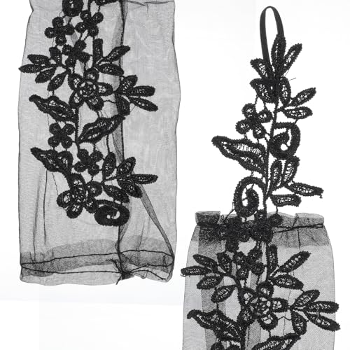 1 Pair Long Black Gloves for Women Formal Dress, Elegance Fingerless Elbow Length Black Mesh Sheer Gloves for Prom Opera Masquerade, Dance Concert Party Wedding3